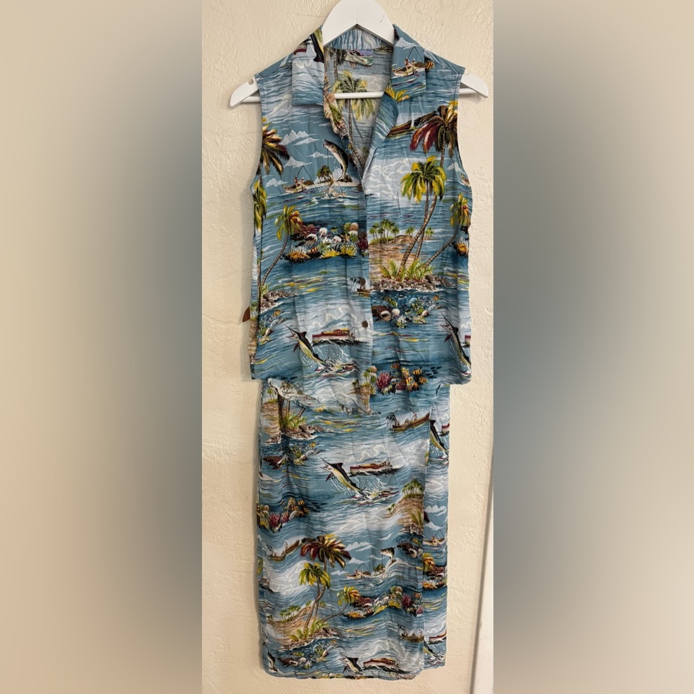 RARE Vintage Reyn Spooner Hawaiian Tank and Skirt Set Beach Coastal Tropical